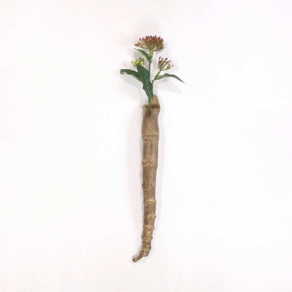 【温泉流木】縦笛のような流木竹の壁掛け一輪挿し・花器 花瓶 流木インテリア
