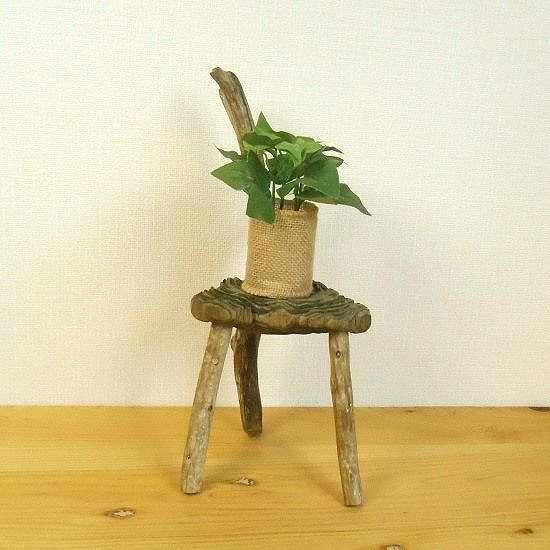 【温泉流木】美しい彫刻となった丸太の椅子型スタンド飾り台 置き台 流木インテリア