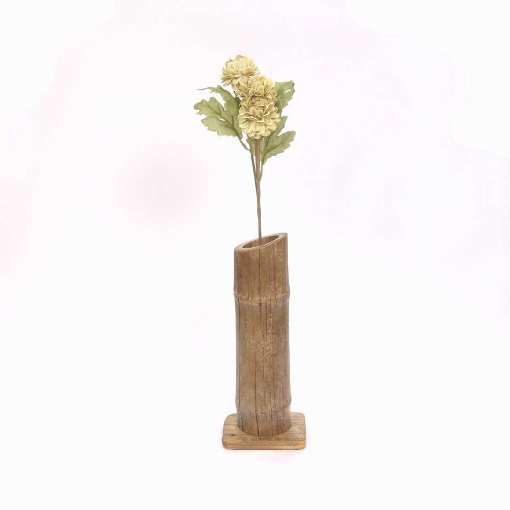 【温泉流木】立ち姿が美しい流木竹の台座付き花器・一輪挿し 花瓶 流木インテリア
