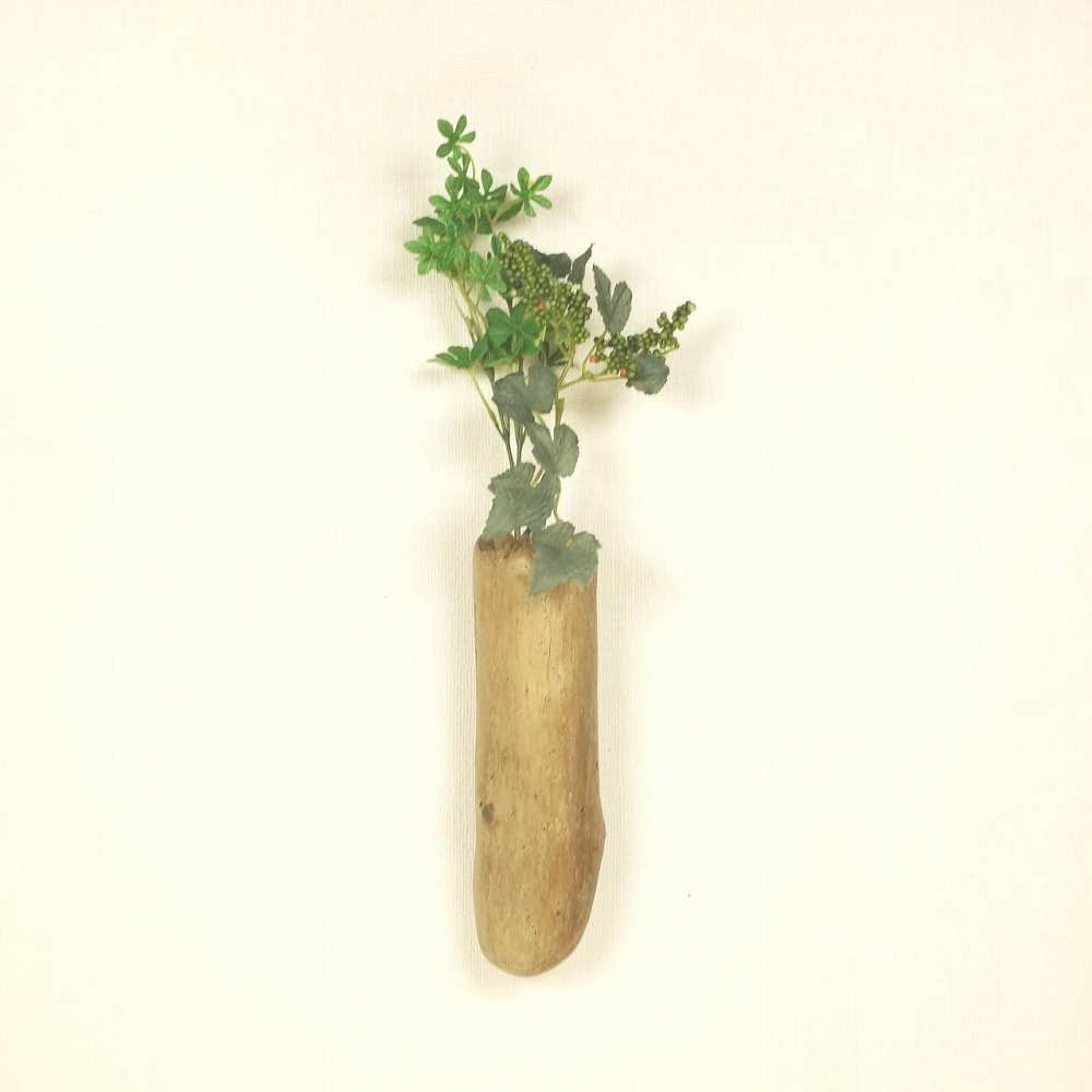 【温泉流木】なめらか丸みのやさしい流木壁掛け一輪挿し・花器 花瓶 流木インテリア