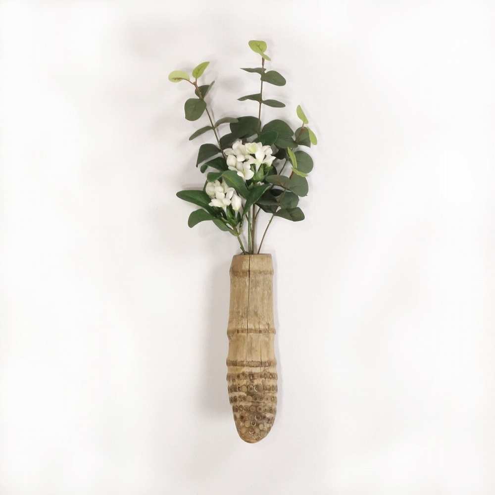 【温泉流木】子供の靴下のようなかわいい竹流木の壁掛け花器 花瓶 木製 流木インテリア