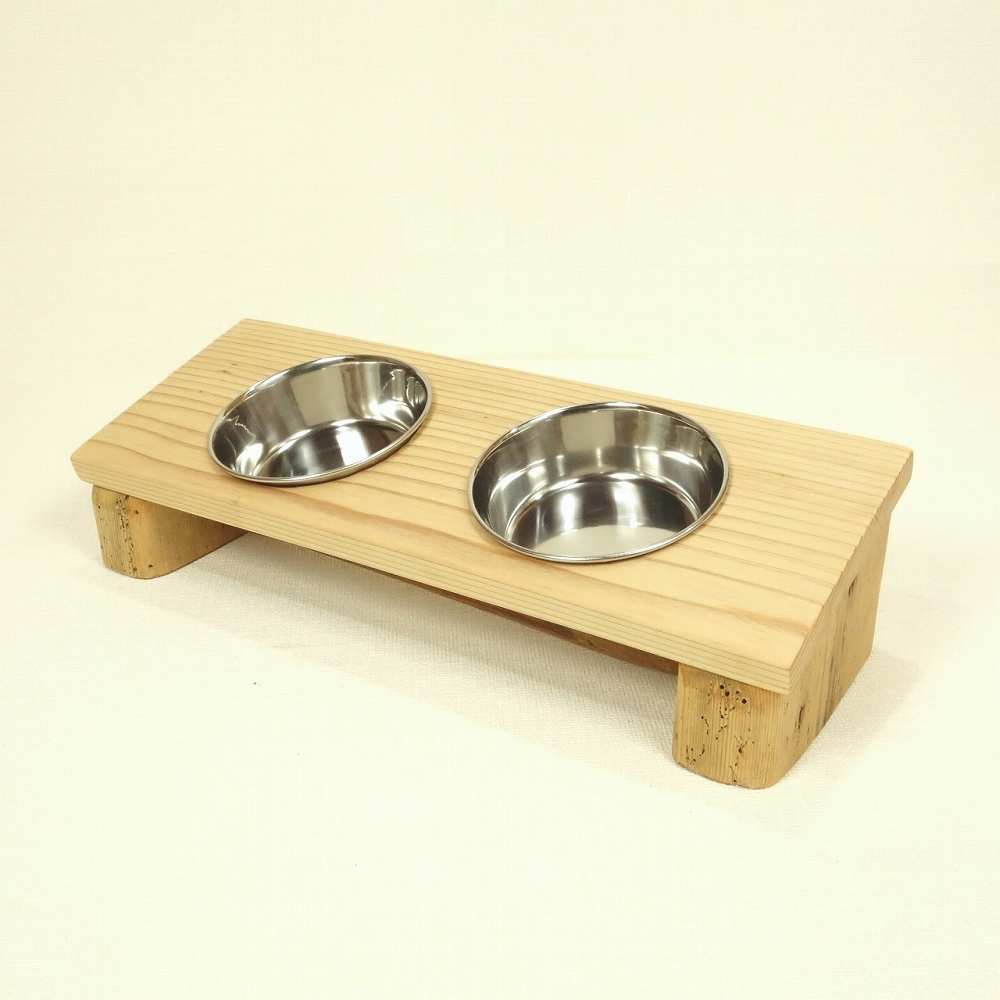 【温泉流木】流木を使った小型犬猫用エサ皿スタンド食器台001平板ナチュラル 流木インテリア